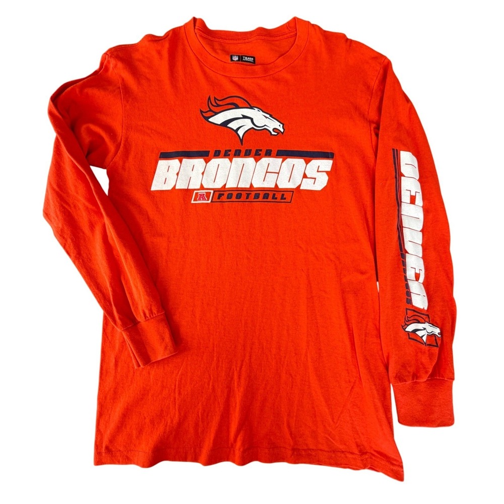 Denver Broncos NFL Team Apparel Orange Long Sleeve T Shirt Mens M Football Fan
